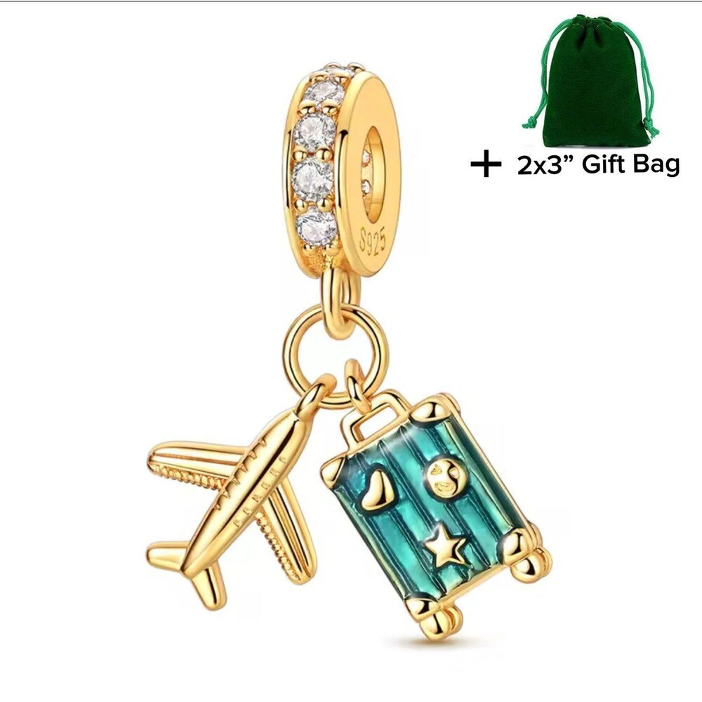 Plane Travel Dangle Charm | 925 Silver | Brand New